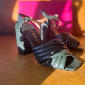 Tory Burch Kira Quilted Sandal Dark Seaweed US 8.5 BRAND NEW